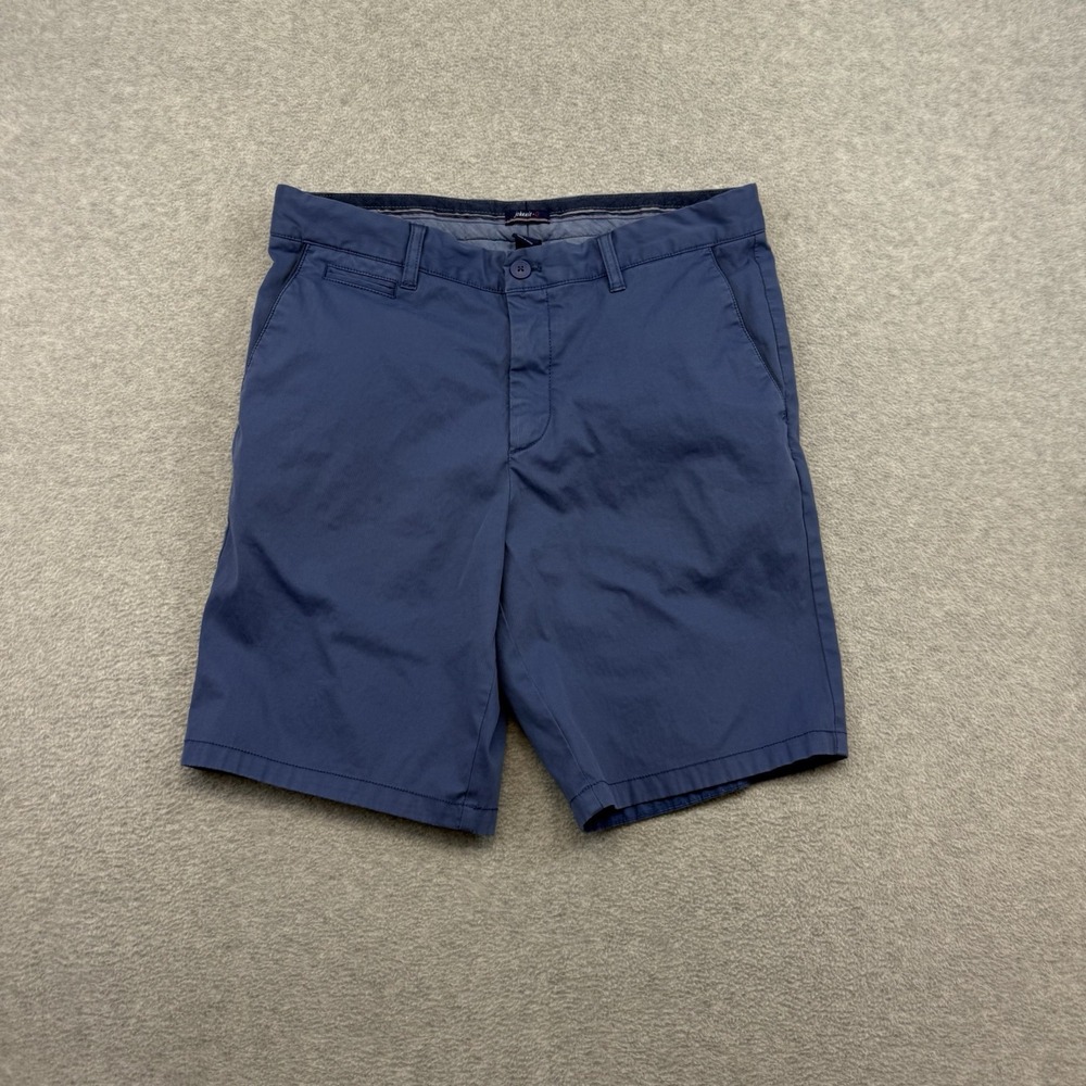 Johnnie-O Shorts Men 33 Blue Solid Chino Performance Stretch Flat Front Preppy